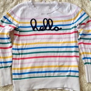 Time and tru hello stripe sweater pink red yellow